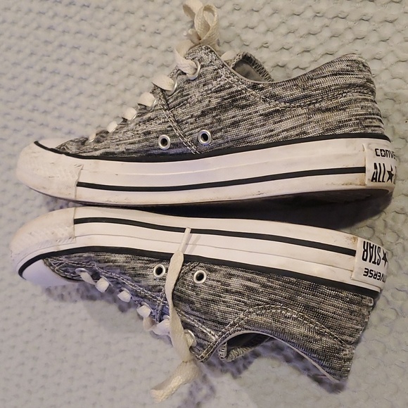 Converse Allstar Black Sneakers Silver Size 7 (#6) - Picture 3 of 5